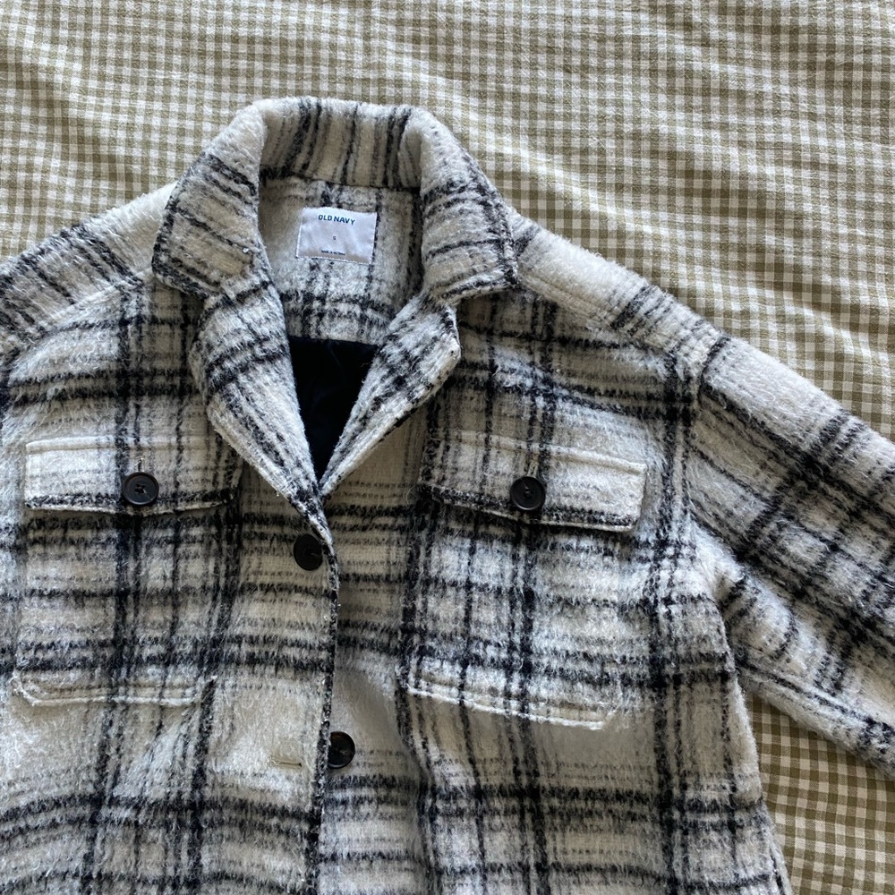 Old Navy Black and White Plaid Coat